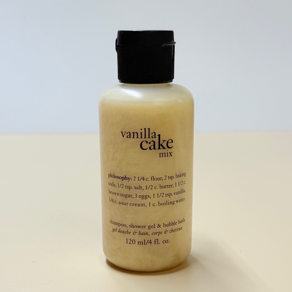 Philosophy Vanilla Cake Mix 4 oz 3-in-1 Shampoo Shower Gel New Travel Size